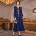 A810 Navy Blue Fashion Handmade Beaded Pleated Dress For Women_ecoleips.com