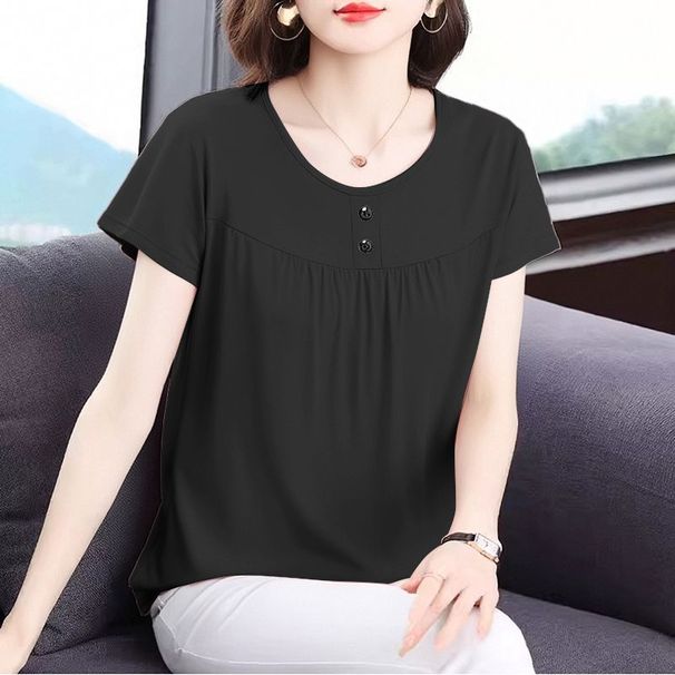 Large-Sized Women's Trendy And Fashionable Casual Short-Sleeved T-Shirt For Women, A Thin Summer Design With A Round-Nec_ecoleips.com
