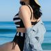 New 2026 Women's Backless Push up Bikini Striped Print Color Block European American Style Swimsuit for Vacation_ecoleips.com