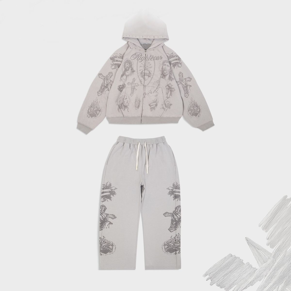 Unisex American Retro Hip Hop Style Printed Loose Casual Pants Trendy And Unique Sweatshirt for Women_ecoleips.com