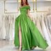 Women's Clothing Evening Dress Birthday Party Tutu Skirt Green High Split Sexy Robe_ecoleips.com