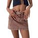 Utility Denim Mini Skirt For Women - Washed Stretch A-Line Denim Skirt With Pockets, Casual Elegant Style_ecoleips.com