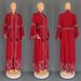 9007 Muslim Abaya Arab Kaftan Plus Size Women's Dress With Flared Long Sleeves_ecoleips.com