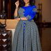 Women's Elegant Print-Paneled Dress | Afro-Chic Short Sleeve A-Line Midi Dress | High Waist Floral & Geometric Fusion (Red/White/Blue, S-XXXL)_ecoleips.com