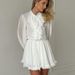 Women's French Style Elegant Short Dress Ruffled Hem Stand Collar Long Sleeves Elastic Waist A-Line Skirt Cross Border Design_ecoleips.com