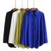 Women’s Clothing Fat MM Plus Size Spring New Casual Women's Wear Wrinkled Cloth Solid Color Long Sleeved Shirt_ecoleips.com