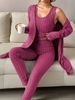 Women's Clothing Autumn And Winter Women's Casual Vest Cardigan Trousers Casual Outerwear Home Clothes Three Piece Set_ecoleips.com