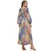 Women's V-Neck Dress Summer Fashion Floral Puff Sleeve Dress_ecoleips.com