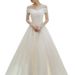 Lightweight Wedding Dress 2026 New Style Bridal Gown with Train Slimming Simple off Shoulder Forest Style Travel Photography Women's Dress_ecoleips.com