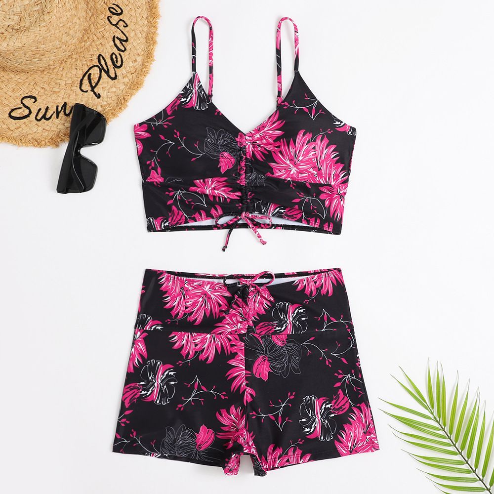 Women's Clothing Split Swimsuit Multi Color Boxer Conservative Printing_ecoleips.com