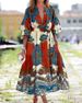 Women's Clothing Digital Printing Skirt With Belt Plus Size Women's Dress_ecoleips.com