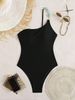 New 2026 One Shoulder One Piece Swimsuit Backless Bikini Solid Color European American Style Cross Border Women's Swimwear_ecoleips.com