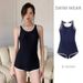 Korean Style One Piece Swimsuit for Small Busts Retro Slimming Casual Tummy Covering Flat Angle Conservative Beach Racing Suit_ecoleips.com