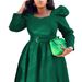 . Cro-border Foreign Trade Women' Clothing 2025 Autumn New Fahion Elegant Quare-neck Long-leeve Lim-fit_ecoleips.com