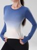 K Gradient Yoga Suit Top For Women, Thin Cut, Quick Drying, Running, Long Sleeved Sports T-shirt, Tight Fitting, Slimming Fitness Suit_ecoleips.com