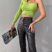 Aria Basics 2024 Autumn/Winter European And American Fashion Sexy High-Waisted Trousers, Flared Leather Pa, Women's_ecoleips.com