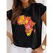 European And American Round Neck, Plus-size Clothing, Vintage Map Print Women's T-shirt For Summer_ecoleips.com
