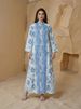 Modest Abaya Dress/Muslim Dress Women Elegant Embroidered Dress - Modest Muslim Long Sleeve Maxi Robe - Dubai Style Islamic Clothing (Blue, Yellow)_ecoleips.com