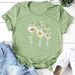 Butterfly Chrysanthemum Print Casual T-shirt New Summer Short-sleeved Women's 2023 Top Women's Crew Neck_ecoleips.com