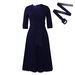 Women's Clothing Autumn And Winter New Ol Fashion Suit Collar Pleated Waist Large Size Dress_ecoleips.com