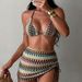 Women's Halter Neck Bikini Set – Sexy Gradient Swimwear With Sheer Cover-Up | Soft Stretch Fabric & Removable Padding (S/M/L)_ecoleips.com