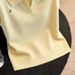 Preppy Style Women's Sleeveless Knit T-Shirt Slimming Elegant Shoulder Collared Top Summer New Arrival_ecoleips.com