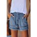 Women's Clothing Elastic Waist Drawstring Casual High Waist Slim Denim Shorts Women_ecoleips.com