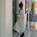 Autumn And Winter Korean Version Hem Slit Striped Long-Sleeved Dress, Hong Kong Style, Loose And Slimming Over The Knee_ecoleips.com
