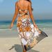Women's Clothing Retro Printed Lace Up Sunscreen Beach Bikini Swimsuit Swimsuit Three Piece Set Ins_ecoleips.com