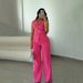 TW889 Women's Elegant Solid Color Gold Button Vest And High-Waisted Wide Leg Pants Set European And American Style Cross Border Fashion_ecoleips.com