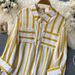 Selected Japanese And Korean Casual Mid-Length Striped Cardigan With Single Row Pockets For Women's Wholesale_ecoleips.com
