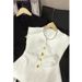 Women's Clothing Fashionable Collar Button Sleeveless Suit Vest Retro Waist Top_ecoleips.com