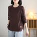 Plus Size Artistic Round Neck Pullover Sweater For Women, Autumn Winter Knitted Top, Loose Fit, Belly Covering Base_ecoleips.com
