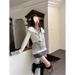American Retro Patchwork Knitted Hooded Sweatshirt Jacket Women, Autumn And Winter, High-end Style, Slim-fit Short Top_ecoleips.com