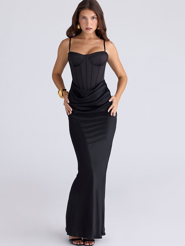 JULISSA MO Sexy Backless Mermaid Dress For Women Black Spaghetti Strap High Waist Dress Winter Slim Elegant Party Evening Dress_ecoleips.com