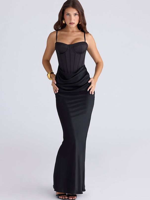 JULISSA MO Sexy Backless Mermaid Dress For Women Black Spaghetti Strap High Waist Dress Winter Slim Elegant Party Evening Dress_ecoleips.com