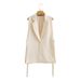 Women's clothing Spring New Women's Style Lapel Sleeveless Side Ribbon Design Suit Vest Jacket Women's 6IS009_ecoleips.com