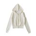 Women's Knitted Hooded Zip-Up Long Sleeve Sweatshirt - Short Length With Pockets & Drawstring - Casual Streetwear Pullover_ecoleips.com