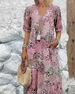 Women's Casual Long Dress V Neck Short Sleeve With Pockets Lace Trim Fashion Vacation Wear_ecoleips.com
