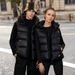 Black Gold Down Vest For Women - Hooded Sleeveless Puffer Jacket With Duck Feather Filling, Warm Winter Layering Piece For Casual & Office Wear_ecoleips.com