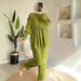 Women's Clothing Solid Color Drawstring Loose Tops Casual Trousers Two Piece Set_ecoleips.com