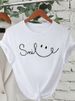 Eurean And American Cross-border Foreign Trade Women's Clothing, Simple Letter Print Round-neck Short-sleeve T-shirt_ecoleips.com