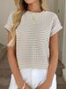 Women's Clothing Round Neck Pullover Short Sleeve Top Two Tone Knitted Summer New Arrival_ecoleips.com