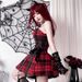 European American Dark Gothic Subculture Lace Spicy Girl Sweet And Cool Y2K Plaid Lolita Dress Stage Performance Outfit_ecoleips.com