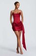 Satin Halter Neck Midi Dress With Waist Ruffle Detail - Elegant Bodycon Mini Dress For Party, Date & Evening Occasions_ecoleips.com