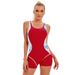 Women's Clothing One Piece Swimsuit Conservative Color Matching_ecoleips.com