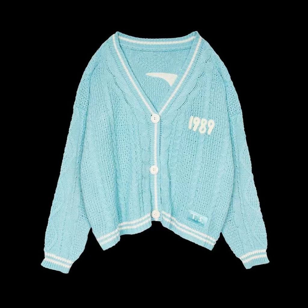 Women's Fashion Knit Cardigan Embroidered V-Neck Loose Fit Sweater Casual Boho Chic Open Front Coat | Soft Polyester Blend ( Light Blue/Pink/Beige)_ecoleips.com