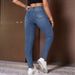 2025 New Cross-Border European And American Vintage Washed Solid Color Slim Fit Elastic Versatile Casual Fashion_ecoleips.com