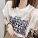 Summer New Letter Print Short Sleeve T-Shirt For Women, Thin Design, Unique Style, Versatile Loose Casual Round Neck Top_ecoleips.com