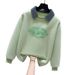 Fashion Denim Patchwork Polo Collar Sweatshirt With Retro Drawstring Jeans Set – Casual Streetwear Outfit For Men & Women_ecoleips.com
